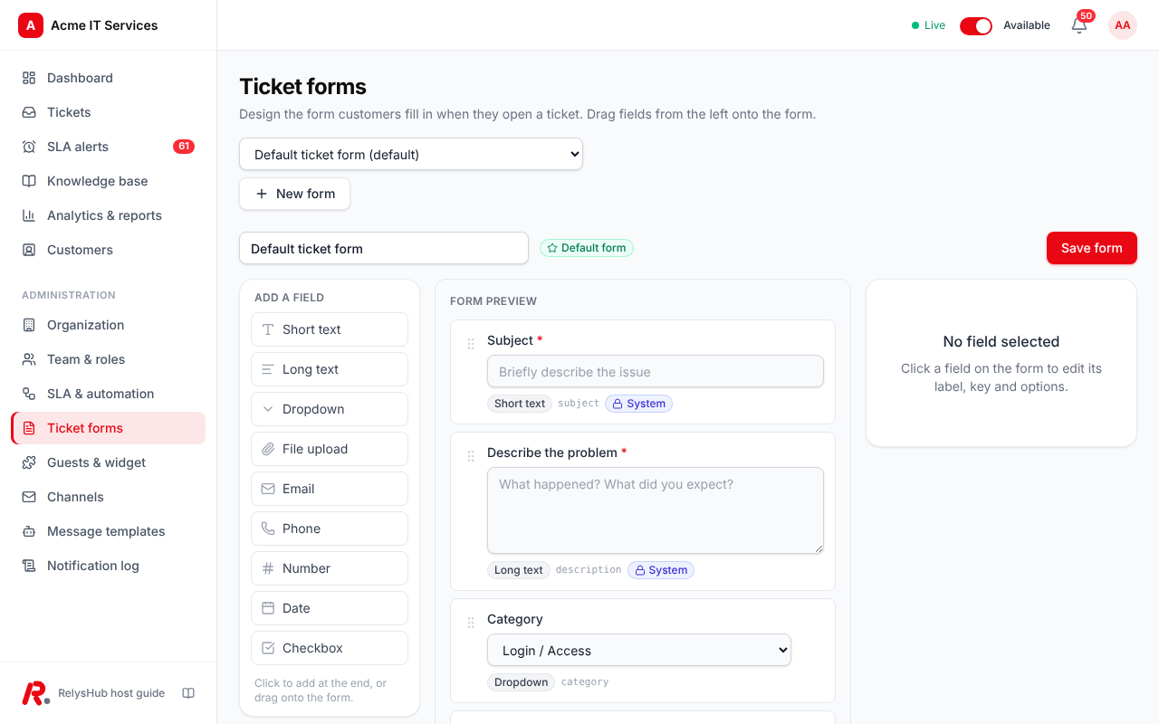 Drag and drop form builder